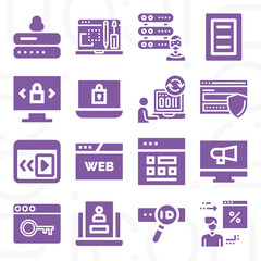 16 pack of sites  filled web icons set