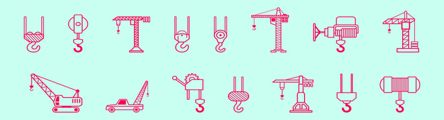 set of lifting equipment cartoon icon design template with various models. vector illustration isolated on blue background