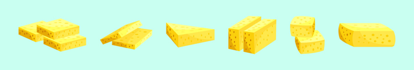 set of tofu cartoon icon design template in various models. vector illustration isolated on blue background
