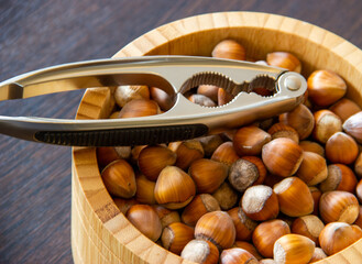 hazelnuts and nutcracker