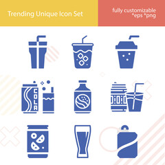 Simple set of sodium carbonate related filled icons.