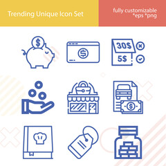 Simple set of cost related lineal icons.