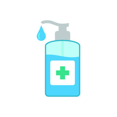 Hand sanitizer pump bottle, washing gel, alcohol gel, illustration, Vector, isolated on white background