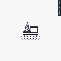 Offshore oil rig, linear style sign for mobile concept and web design