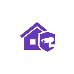 home under video surveillance icon on white