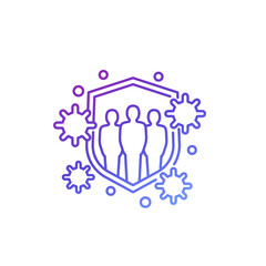 immune system, strong immunity and health line icon