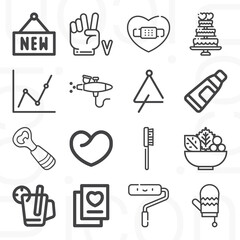 16 pack of decoration  lineal web icons set