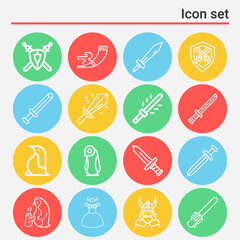 16 pack of viking  lineal web icons set