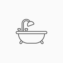 bathtub icon, tub vector illustration