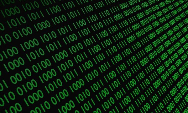 Abstract of binary number computer code background Digital data and secure data from the programmer or programming concept. pattern Matrix background green color with numbers 1, 0