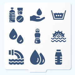 Simple set of 9 icons related to artificial lake