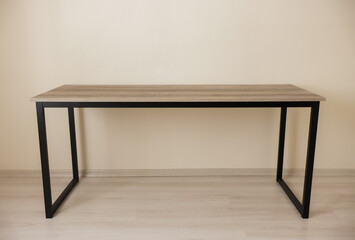 Pc Desk With Black Paint Metal Profile Frame, Metal Profile Workbench, Empty Comfortable Workstation Desk