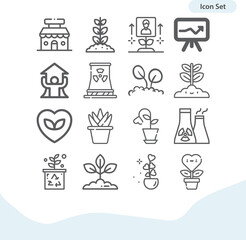 Simple set of flowering related lineal icons.