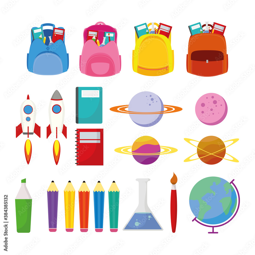 Poster back to school season poster with set supplies