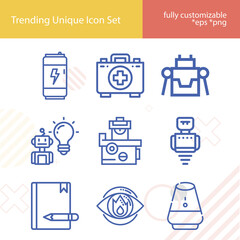 Simple set of future related lineal icons.
