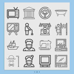 Simple set of past times related lineal icons.