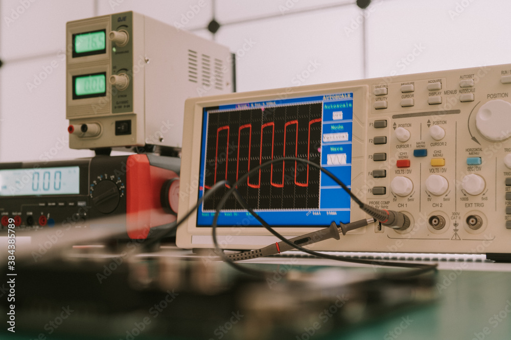 Canvas Prints Measuring instruments in the laboratory for the development of modern electronic devices