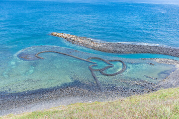 Twin-Hearts Stone Weir is a famous landmark in Qimei Town, Penghu County, Taiwan 澎湖 雙心石滬