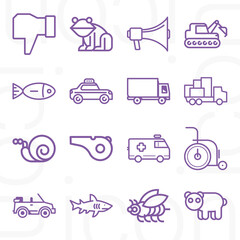 16 pack of stone facing  lineal web icons set