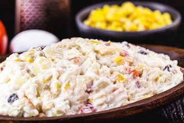 vegetable mayonnaise, mayonnaise with chopped fruits and vegetables, brazilian tradition