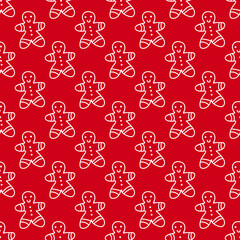 Christmas Seamless Vector Pattern with Gingerbreads