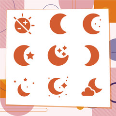 Simple set of 9 icons related to simple fraction