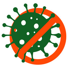 Abstract virus strain model coronavirus 2019-nCoV COVID-19 MERS-Cov Novel coronavirus crossed out red STOP sign