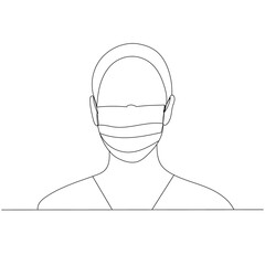  continuous line drawing of girl in mask