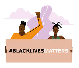 Black lives matter banner man and woman vector design