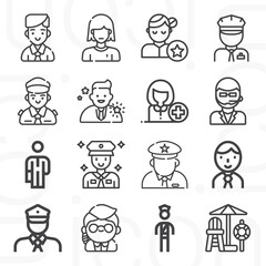 16 pack of porter  lineal web icons set