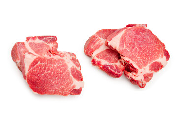 Raw pork isolated on white background.