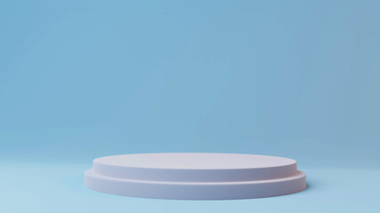 Pedestal of Platform display with with stand podium on light  room background. Blank Exhibition or empty product shelf. 3D rendering