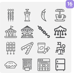 Simple set of barbecue related lineal icons.