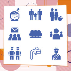Simple set of 9 icons related to youth