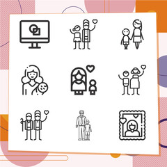 Simple set of 9 icons related to generate