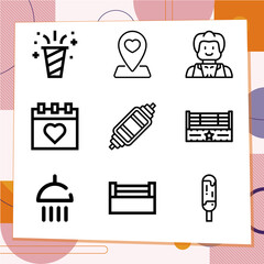 Simple set of 9 icons related to invitation
