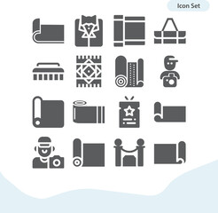 Simple set of floor covering related filled icons.