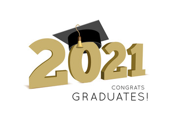 Graduation Class of 2021 with cap. illustration