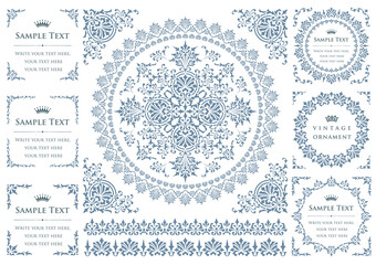 Vintage ornament set. borders and frames.