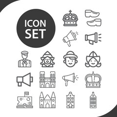 Simple set of netherlands related lineal icons.