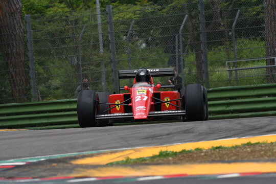 6 May 2018: Unknown run with historic 1989 Ferrari F1 Car Model 640 F189 ex Nigel Mansell / Gherard Berger during Minardi Historic Day 2018 in Imola Circuit in Italy.