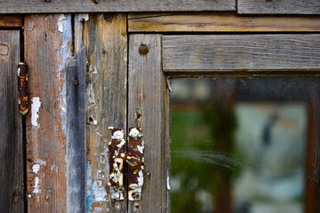 Old window frames and rotten arms and hinges