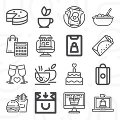 16 pack of cheese  lineal web icons set