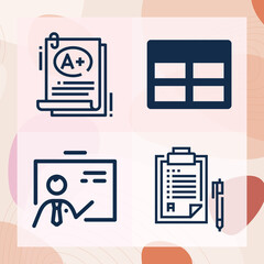 Simple set of academics related lineal icons
