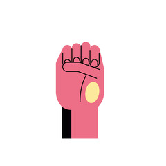 hand sign language e line and fill style icon vector design