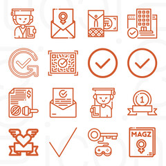 16 pack of sanction  lineal web icons set