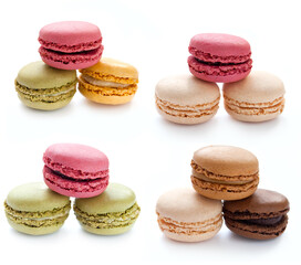 Fototapeta na wymiar Colorful French Macarons on the white background