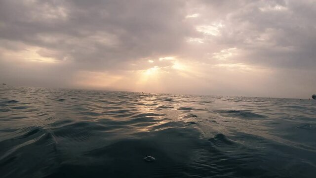 Sea. Dawn sun view from the sea. Egypt. Red sea.