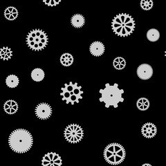 abstract vector black flat gears seamless pattern