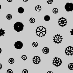 abstract vector black flat gears seamless pattern